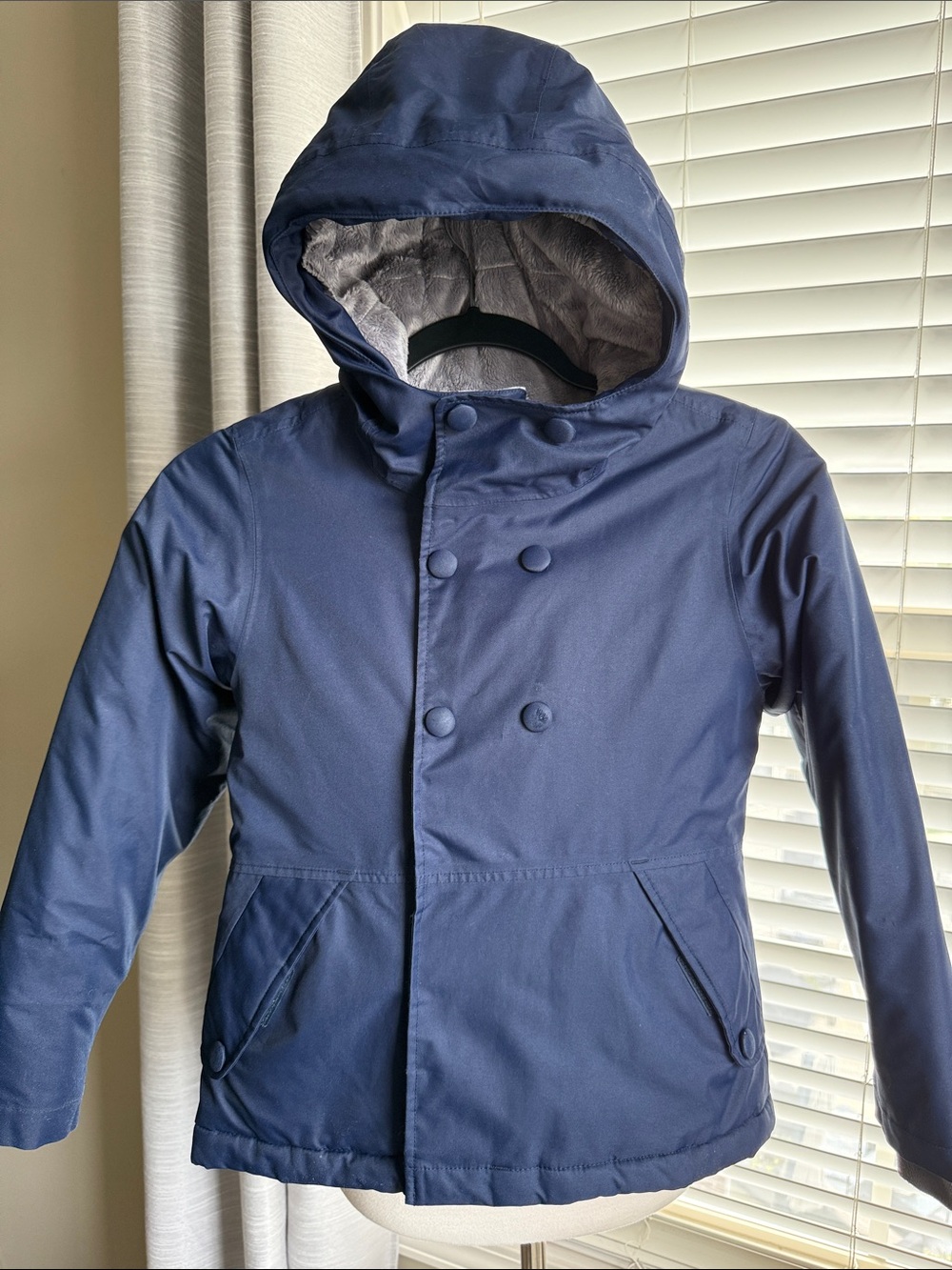The North Face Navy Hooded Puffer Jacket for Kids Girls small